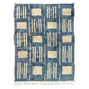 Alfombra Beni Ourain Marroquí de Lana Anudada a Mano de Lujo, Diseño Bordado Estilo Indio, Lavable, para Uso en Interiores y Exteriores, por ITHL - Product Image 4