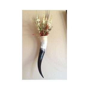 Ensemble de décoration artisanale traditionnelle pour la maison, vase à fleurs en corne de buffle antique, résine, corne naturelle - Product Image 3