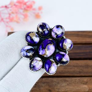 Purple Rose Dahlia Turquoise <b>Ring</b> Sterling <b>Silver</b> Boho <b>Statement</b> Jewelry Handmade Floral Gift for Her - Product Image 4