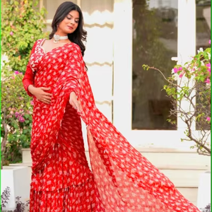 Kajraa Bling Ruffle Pre Draped <b>Saree</b> Beautiful Trending Traditional <b>Saree</b> Collection - Product Image 1