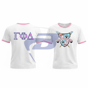 Camiseta de la Hermandad Gamma Phi Delta, con Cuello en Contraste Blanco, 100% Algodón, Transpirable, Estilo Urbano, Camiseta GPD Sorority - Product Image 3