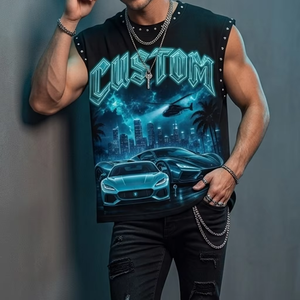 Débardeur sans manches personnalisé imprimé DTG, 100% coton jersey, tissu de qualité supérieure, streetwear décontracté unisexe, vente en gros OEM pour les chaînes - Product Image 4