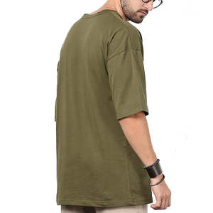 T-shirt OEM surdimensionné 100 % coton avec impression de logo personnalisé, tee-shirt uni tendance à manches longues, grandes tailles pour hommes, styles courts - Product Image 4