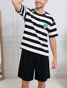 <b>Men's</b> Short Sleeve <b>Pajama</b> <b>Set</b> Summer Breathable Soft Sleepwear Loungewear Cozy PJs - Product Image 4