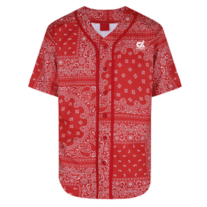 Maillot de baseball personnalisé pour homme, imprimé bandana noir, respirant, en polyester, boutonné, streetwear, uniforme d'équipe, fournisseur OEM en gros - Product Image 3