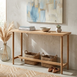 Modern Narrow Solid <b>Wood</b> Console <b>Table</b> Elegant Entryway <b>Table</b> Furniture With H Frame Stretcher For <b>Rustic</b> Home Decor Setups Art - Product Image 3