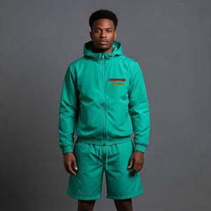 Ensemble de jogging personnalisé en nylon coupe-vent, short et veste, style streetwear, deux pièces, hip hop, pour homme - Product Image 1