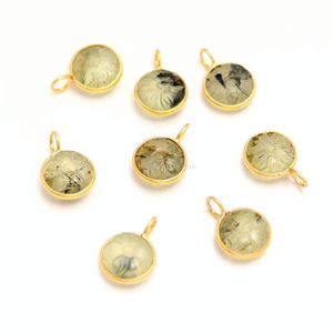 Pendentif en Vermeil d'Or avec Fleur Sculptée en Préhnite Naturelle, en Argent Sterling 925, Pierre Précieuse de Préhnite, Cristal de Guérison pour la Fabrication de Bijoux - Product Image 3
