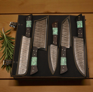 Juego de Cuchillos de Cocina LEGACY BLADES Premium de 5 Piezas, Duraderos y Sostenibles, de Damasco, con Mangos de Madera Ambidiestros, 67 Capas - Product Image 2