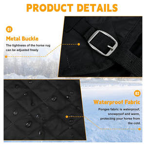 Manta de Invierno para Caballo Mini Hecha a Medida |   Manta Impermeable de Peso Medio de 200 g, Estable y Resistente |   Alfombra para Exteriores de 48 Pulgadas - Product Image 4