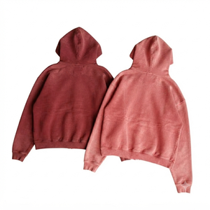Vintage Wash Heavyweight Oversized Distressed <b>Zip</b> Hoodie Men Streetwear Retro Acid Fleece 100% Cotton Eco-Friendly Sweatshirt - Product Image 3
