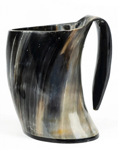 Mug en corne de buffle naturelle avec motif de bateau viking sculpté à la main, style rustique vintage, tasse décorative pour boire - Product Image 6
