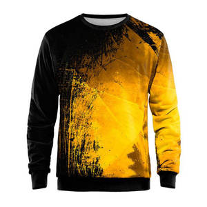 เสื้อสเวตเชิ้ตคอกลมพิมพ์ลายสีดำเหลืองสำหรับผู้ชาย ทรงปกติ ลำลอง ถักทอ แขนยาว เหมาะสำหรับใส่ในฤดูใบไม้ร่วง - Product Image 1