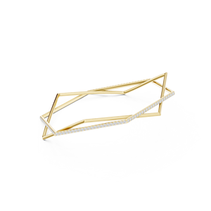 Luxury Yellow Gold Geometric Hexagon <b>Bangle</b> Bracelet <b>Set</b> for Women Minimalist Crystal Stackable Fashion Jewelry - Product Image 3