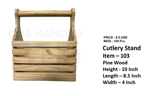 Rustic Pine Wood Rectangular Standing Cutlery Stand for <b>Kitchen</b> <b>Storage</b> Handmade Durable Multifunctional Holder Spoons Forks - Product Image 6