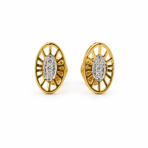 Namivaa Vmg337 Or jaune 18 carats, serti clos, ovale, ornementé, ornementé de pierres de laboratoire, poli miroir, bijoux fins, cadeau, pour occasions spéciales - Product Image 4