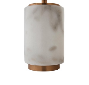 Modern Marble Accent Lamp Featuring Elegant Cylinder Silhouette Refined Metal Detailing And Warm Atmospheric <b>Illumination</b> - Product Image 2