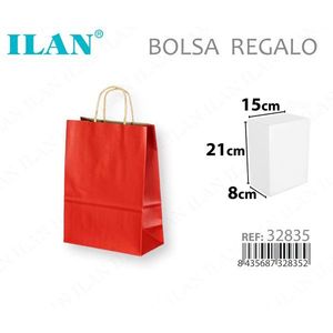 Sacchetto regalo in carta ILAN 21x15x8cm rosso per confezioni regalo - Product Image 3