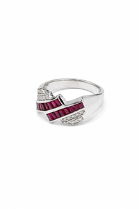 <b>Emerald</b> and Diamond <b>Ring</b> in 92.5 Sterling <b>Silver</b> KLSR-12197 - Product Image 6