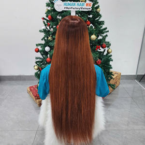 Pelucas de Cabello Humano Liso con Flequillo, Sin Encaje Frontal, 100% Cabello Humano Virgen Sin Procesar, Hechas a Máquina, Sin Pegamento - Product Image 5