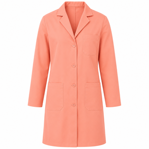 Bata de Laboratorio Médica Premium Rosa de Algodón y Poliéster con Detección de Agujas, Logotipo Personalizado, Manga Larga, Uniforme Hospitalario de Tela Tejida - Product Image 1