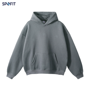 Custom <b>Men</b>’s Oversized <b>Hoodie</b> Blue <b>Grey</b> Blank <b>Plain</b> Fleece Drop Shoulder Kangaroo Pocket Multi Color Streetwear Hoodies OEM - Product Image 1