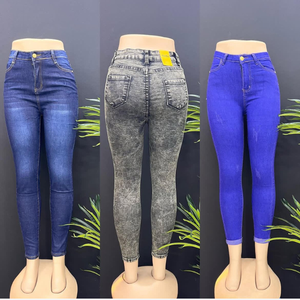 Jean en denim taille haute pour femme, coupe skinny, longueur intégrale, en coton délavé extensible, décontracté, pour le printemps - Product Image 5
