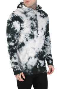 <b>Men's</b> <b>Pink</b> <b>Tie</b>-Dye Hooded Sweatshirt Oversized Regular Fit Casual Cotton French Terry Pullover with Pocket Spring Style - Product Image 6