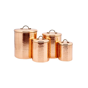 Hammered Metal <b>Kitchen</b> Canister Set Airtight Copper Plated Stainless Steel Jars For Tea Coffee And Sugar Vintage Decorative Food - Product Image 4