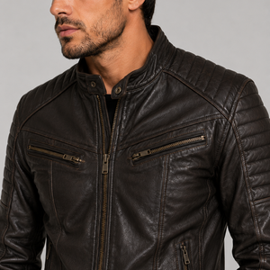 Veste de motard en cuir véritable de qualité supérieure, marron vintage 2025, 100% cuir de vache, coupe slim, pour homme, taille XL, légère, pour l'hiver - Product Image 5