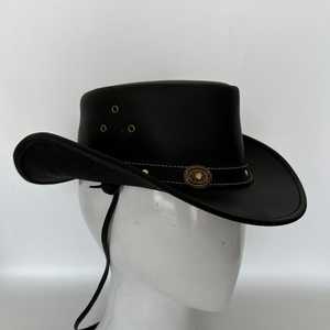 Chapeau de cowboy western unisexe en cuir avec bande à conchos, réglable pour adultes, pour le printemps, l'automne et les activités de plein air - Product Image 2