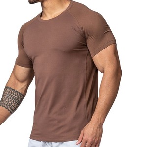Camiseta de Manga Corta para Hombre, de Secado Rápido, Corte Ajustado, Cuello Redondo, Color Sólido, Tejido de Punto Jersey, Ropa Casual para Hombre - Product Image 1