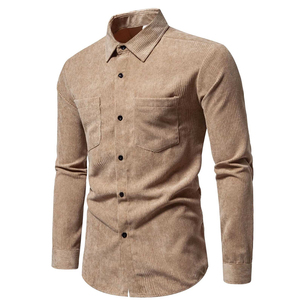 <b>Men's</b> Short Sleeve <b>Collarless</b> Casual <b>Shirt</b> Horn Button Chest Pocket Print Khaki Sporty Broadcloth Polyester/Cotton - Product Image 3