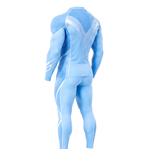 Ensemble de survêtement de compression athlétique personnalisé pour hommes, respirant, à séchage rapide, haut à manches longues et leggings pour le sport, la gym, la course à pied et la remise en forme - Product Image 2