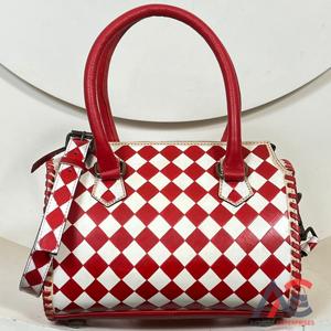 Luxury Checkered Genuine <b>Leather</b> Medium Size Travel Duffel Bags New Large Capacity Shopping Weekender Luggage Bag for Unisex - Product Image 1