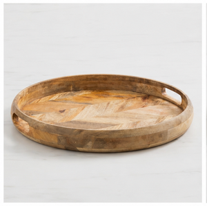 Bandeja Redonda Premium Hecha a Mano de Madera de Mango con Asas Integradas, Plato de Madera Ecológico de Lados Profundos para Uso en Hoteles - Product Image 3