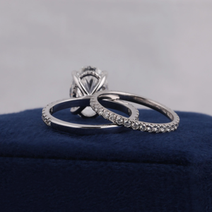 Oval Cut Diamond Engagement Ring White Gold Prong Setting Pave Band Women's Classic Fine Jewelry - Product Image 3