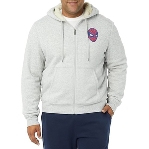 Sweat-shirt à capuche zippé Spider-Man gris, coupe classique, décontracté, pour l'automne, 100% coton molletonné, imprimé personnage - Product Image 3