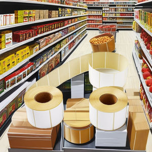 Thermal Waterproof Barcode Adhesive <b>Sticker</b> Paper <b>Roll</b> with Multi-Shaped Labels for Retail Shelf Labeling - Product Image 1
