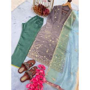 Conjunto de Top, Pantalón y Dupatta de Fiesta para Mujer, Diseño Elegante - Product Image 1