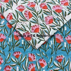 ผ้าคอตตอนแคมบริกพิมพ์ลายบล็อก 60x60 ซม. ผ้าพิมพ์ลายแบบดั้งเดิมจากเมืองชัยปุระ - Product Image 6