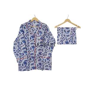 Vestido de Noche de Verano para Mujer, Hecho a Mano, 100% Algodón Puro, Elegante Conjunto de Pijama con Estampado Floral, Traje de Noche de Algodón Indio - Product Image 2