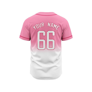 เสื้อเบสบอลผู้ชายสีชมพูไล่เฉดแบบกำหนดเองสำหรับฤดูร้อน พิมพ์ลายด้วยความร้อน ระบายอากาศได้ดี แห้งเร็ว ต้านเชื้อแบคทีเรีย ทรงปกติ แขนสั้น - Product Image 3