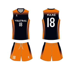 <b>Volleyball</b> Jersey <b>Set</b> Reversible Polyester/Cotton Unisex Sublimated V-Neck Full Sleeve Shorts Black Gold Gradient Moisture - Product Image 6