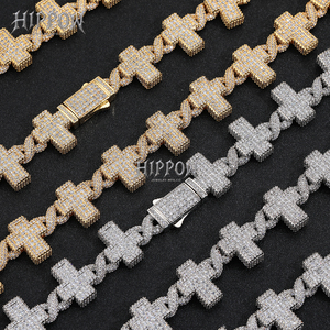 <b>Mens</b> 925 Silver Moissanite <b>Cross</b> Link <b>Chain</b> Iced Pave <b>Cross</b> Necklace Luxury Statement <b>Chain</b> Jewellery For <b>Men</b> - Product Image 6