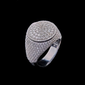 Luxury 925 Silver <b>Cocktail</b> <b>Ring</b> Pave Round Diamond Shield Shape Men's Party Jewelry - Product Image 1