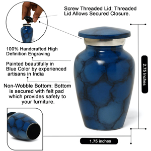 Blue Marble Effect Metal Cremation Urn Mini Keepsake <b>Casket</b> <b>for</b> Human and Pet <b>Ashes</b> Custom Design - Product Image 2