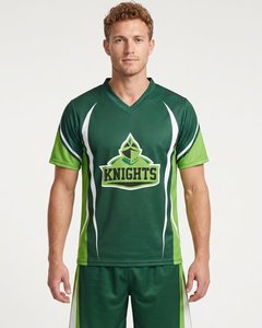 Maillot de football en maille polyester respirante de qualité supérieure pour hommes, personnalisable, col en V, tenue d'entraînement de football durable - Product Image 1