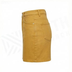 Jupe crayon mini en jean taille haute pour femme, couleur unie, style décontracté avec poches, coupe ajustée, toutes saisons - Product Image 3