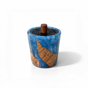 Hand-Made Eco-Friendly 100% Natural Resin and Wood Incense <b>Burner</b> with Lacquer Finish Geometric Lid Design for Aromatherapy Use - Product Image 2